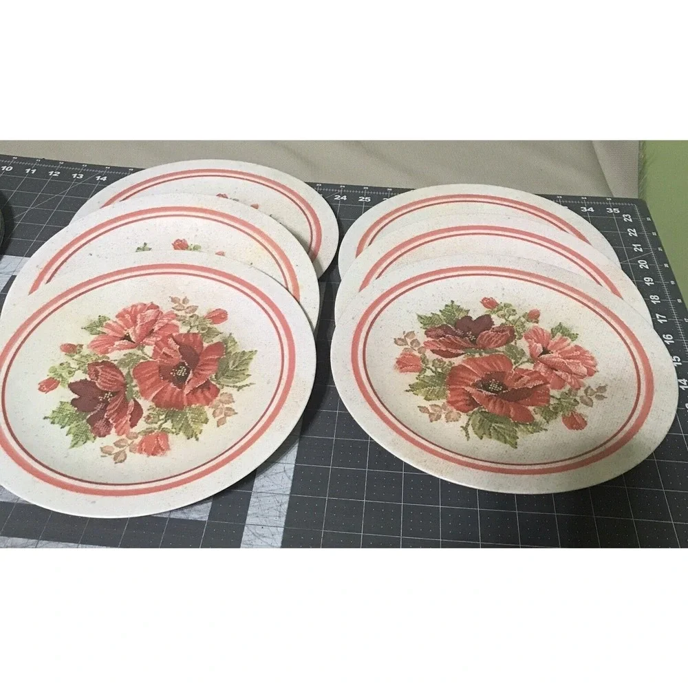 National Home Products‎ Artisan Ware Melamine Red Floral Plate 10